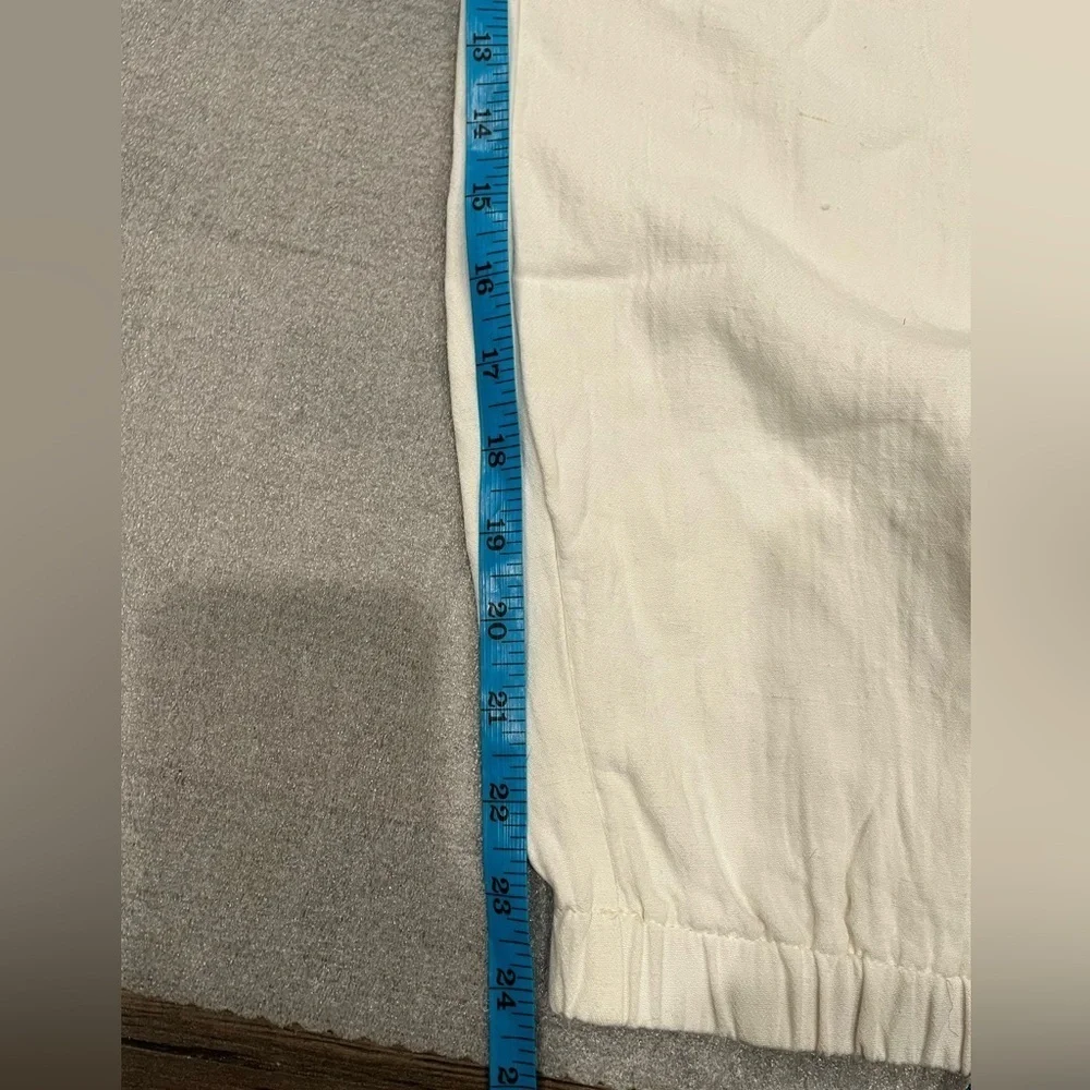 [S]Zara White Linen Blend Drawstring Jogger Pants Slouchy relaxed Gauze - Picture 6 of 8